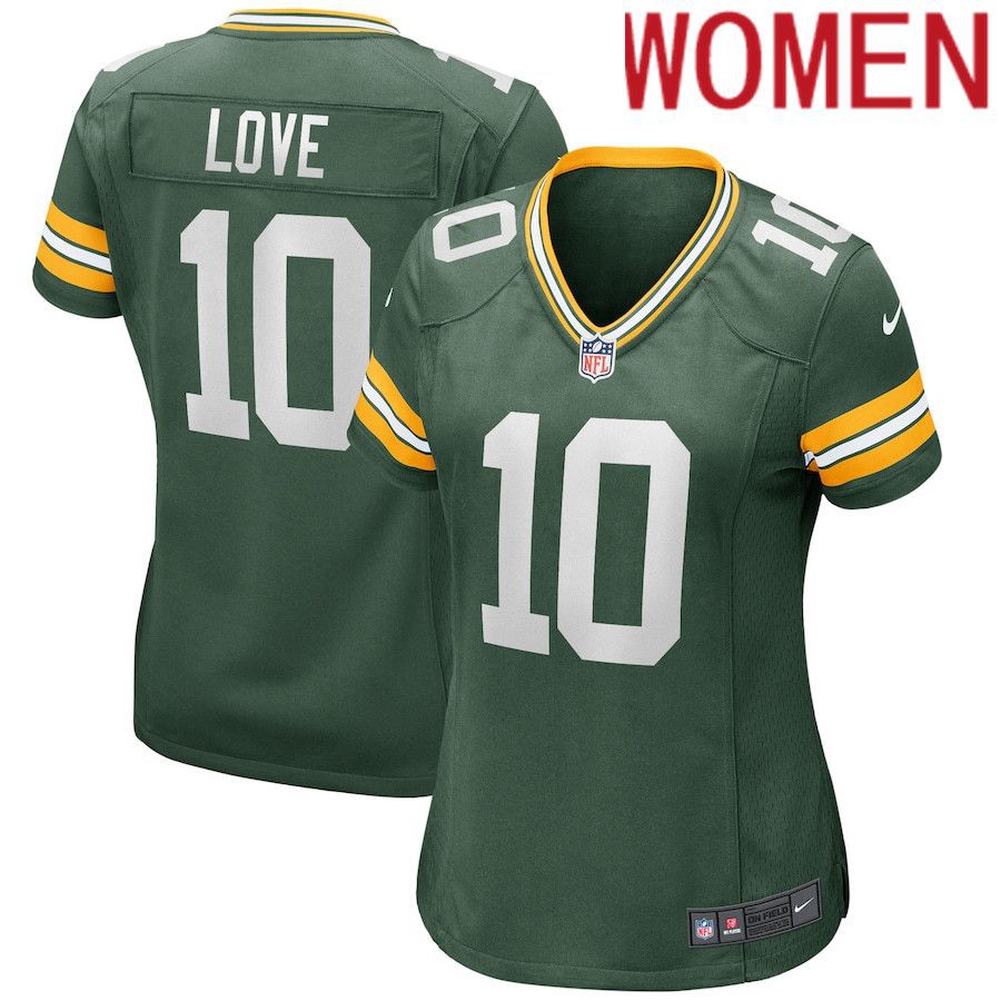 Women Green Bay Packers 10 Jordan Love Nike Green Game NFL Jersey